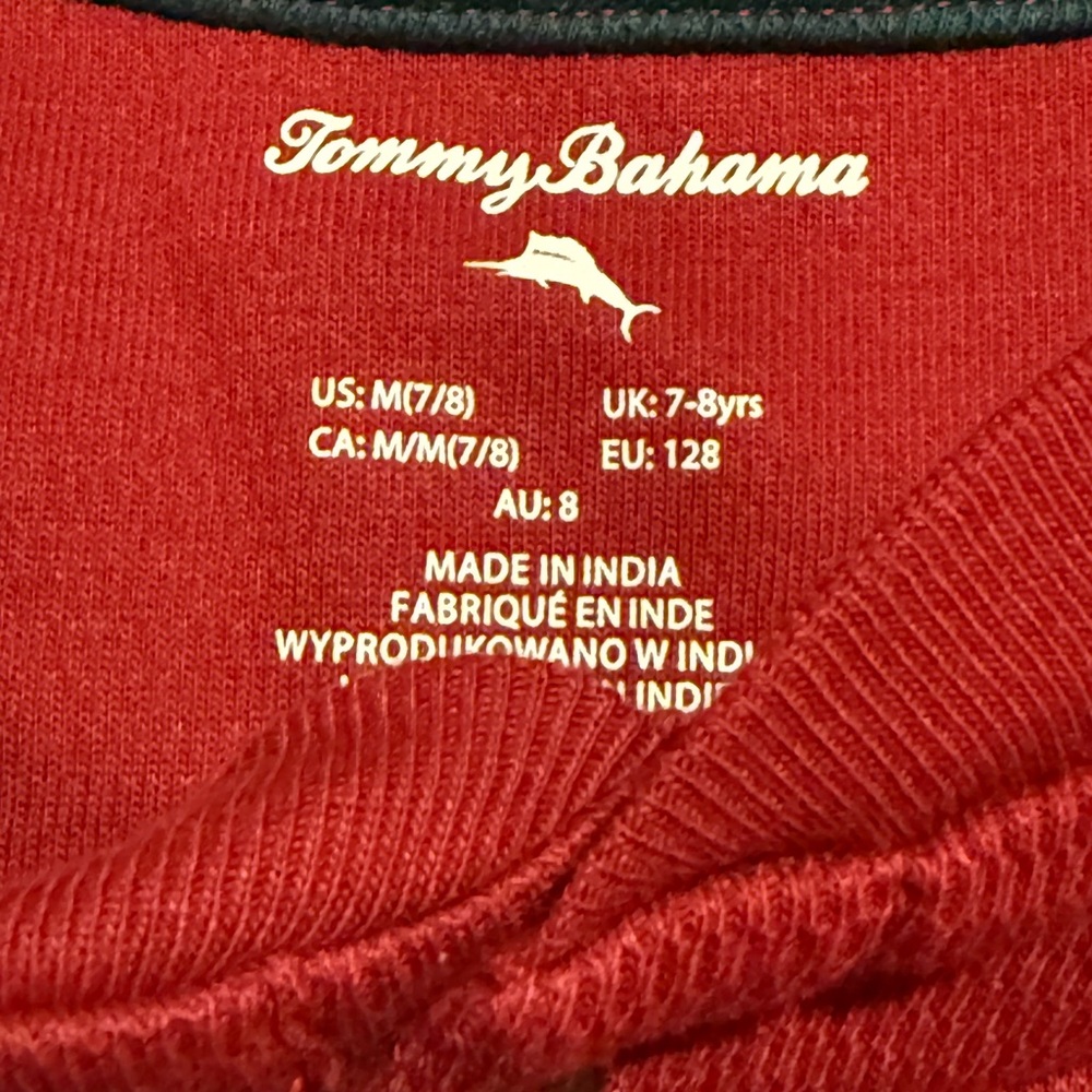 Tommy Bahama Rich Red Knit Shirt • Size 7/8 Medium - Picture 4 of 6